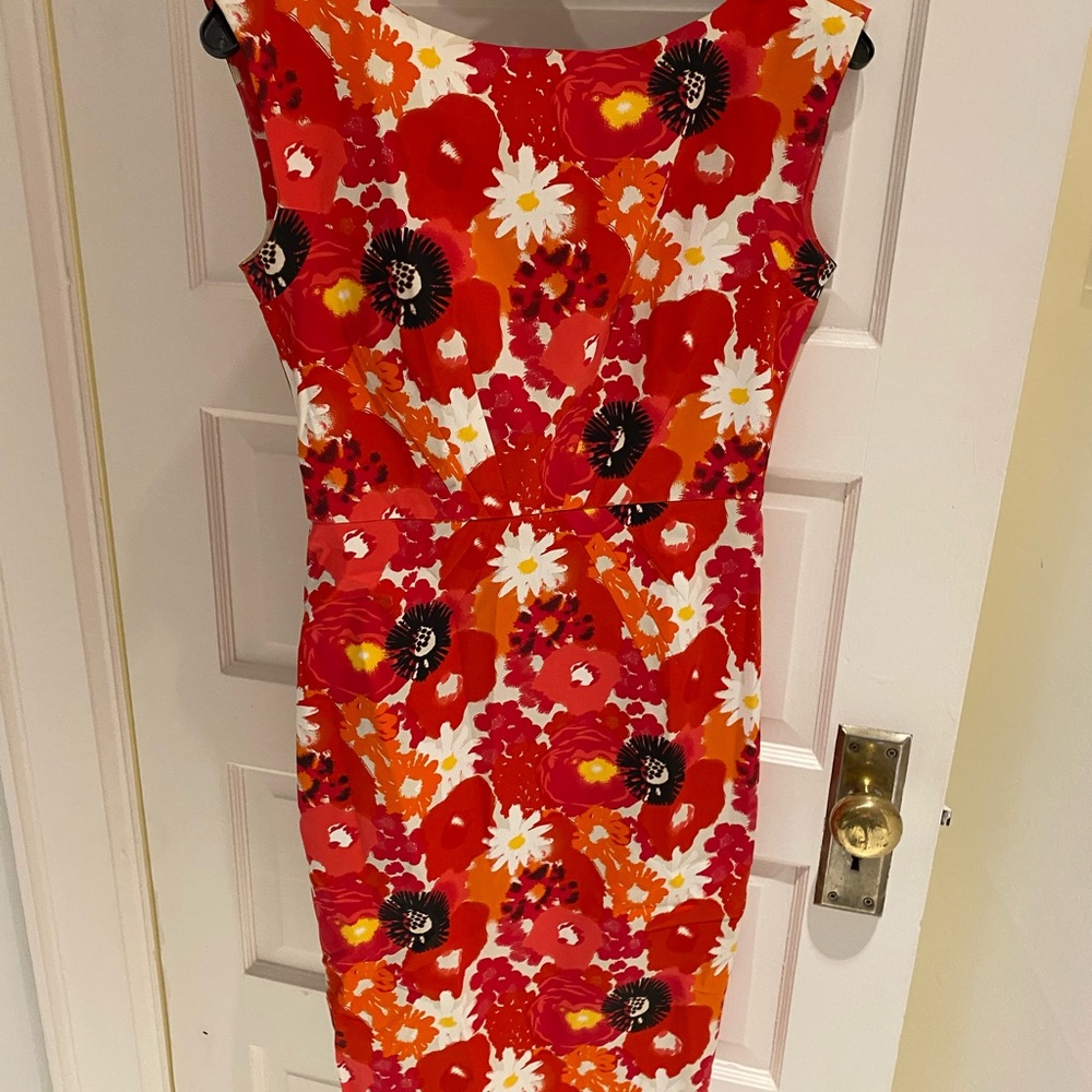 Floral Sleeveless Dress in Red and Orange
